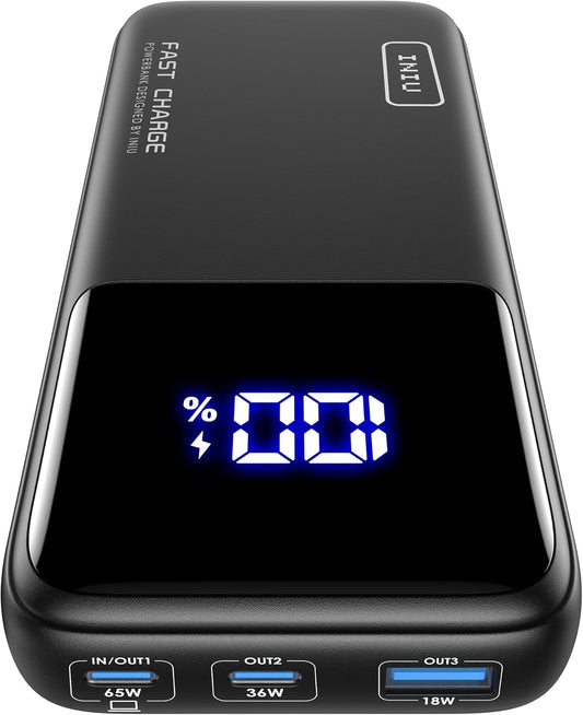 65W 20,000mAh Power Bank – Fast Charging Portable Laptop Charger with USB-C Input & Output, Compatible with iPhone 16/15, iPad, MacBook, AirPods, Steam Deck, and More.